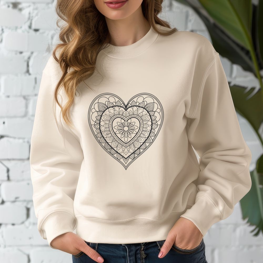 Vibrant Mandalas with Heart Design A colorful, intricate mandala design featuring a heart shape, created as a vector graphic.