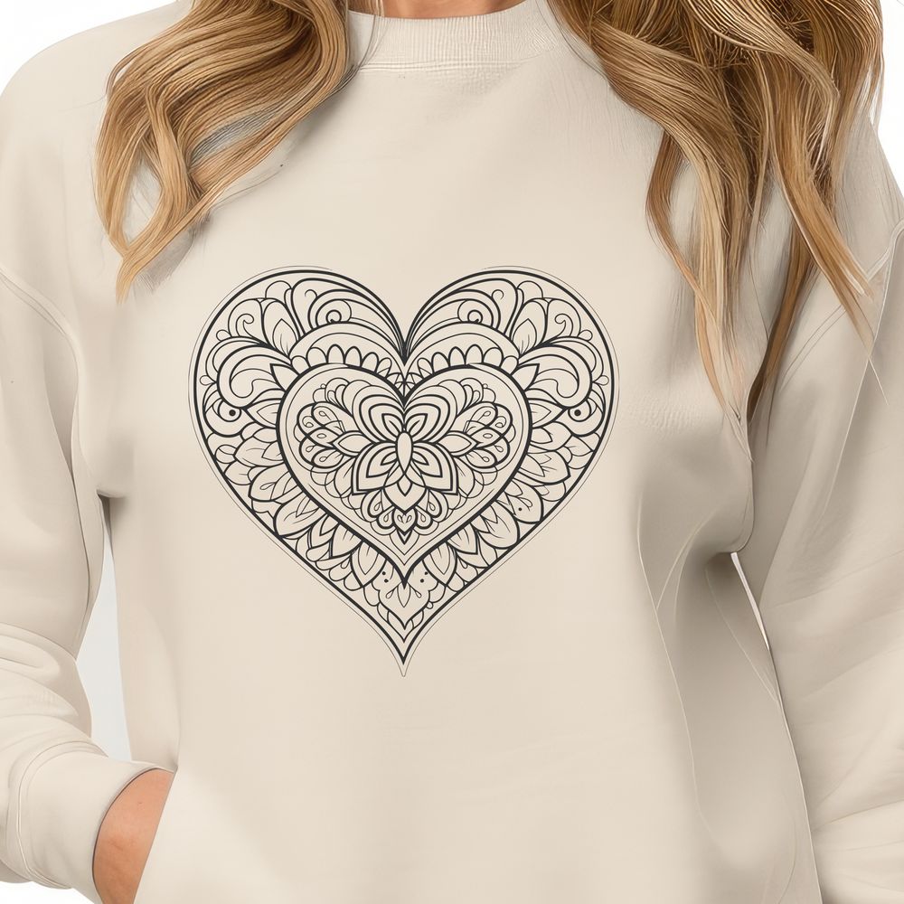 Beautiful SVG Artwork for Crafting A colorful mandala design featuring a stylized heart shape, suitable for digital and physical crafting.