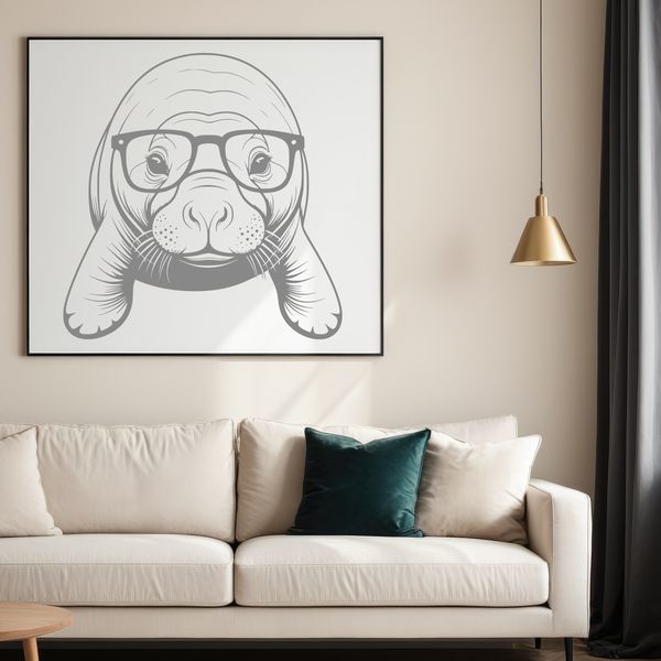 A realistic illustration of a manatee in the ocean, suitable for commercial and personal use.