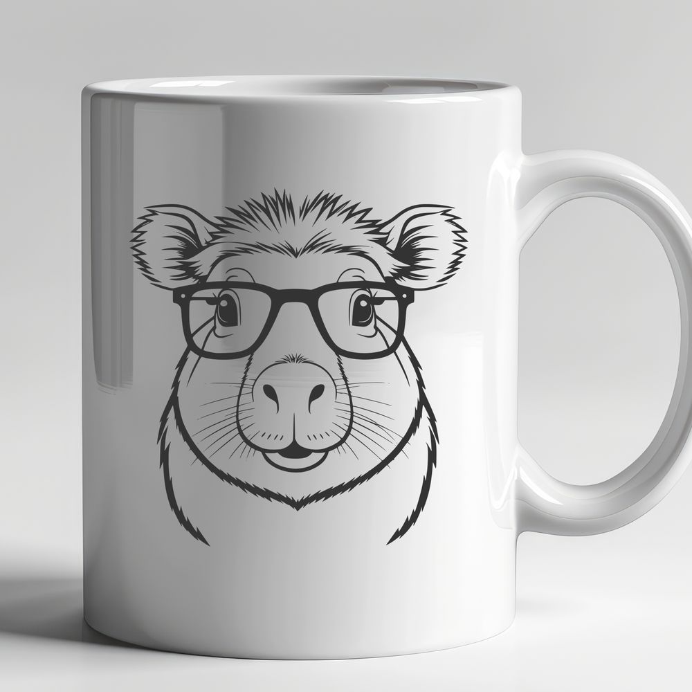 Stylized Capybara Illustration in Vector Format A stylized illustration of a capybara with glasses on its head, created as a vector graphic.
