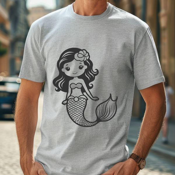 Mythical Mermaid Illustration Vector Art Illustration of a mythical mermaid with flowing locks of hair and shimmering scales, designed as a vector graphic.