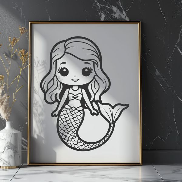 Mythical Sea Siren Illustration A mythological creature from the sea, illustrated as a mermaid in vector format.