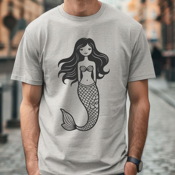 Vector Art Mermaid Design Free Download A mythical creature with human upper body and fish tail, depicted in a detailed vector design.