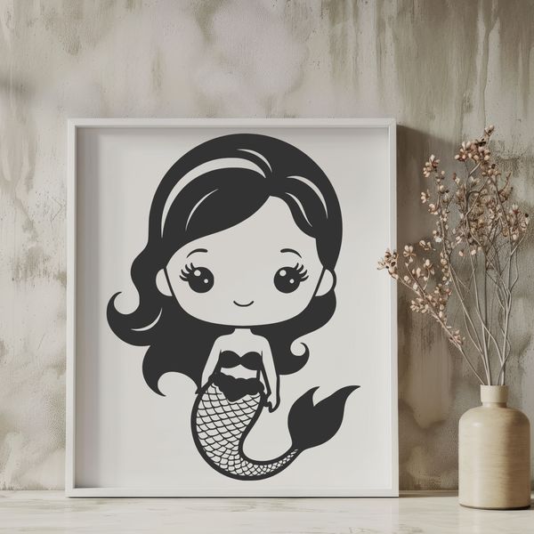 Mythical Mermaid Illustration A mythical mermaid figure depicted in a vector design.