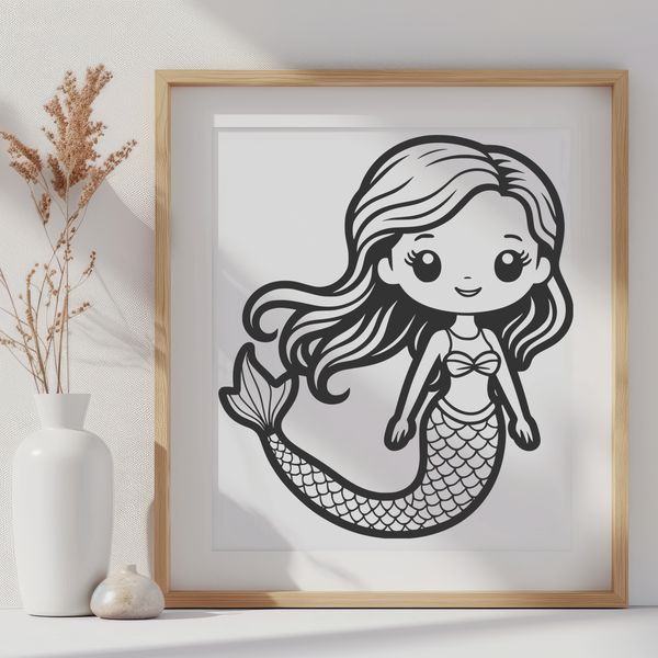 Mythical Mermaid Vector Graphic A colorful illustration of a mythical mermaid figure in a flowing tail.