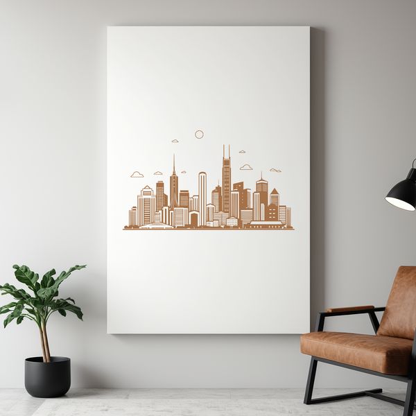 Skyline Graphic Art A detailed illustration of a city skyline, perfect for vector design and cutting machine projects.