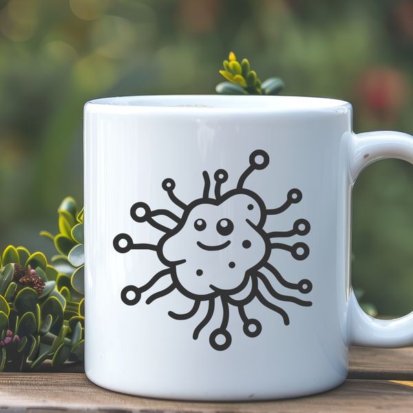 A stylized illustration of a single bacterial cell.