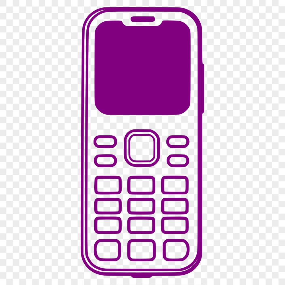 A 2D representation of a modern cell phone with detailed screen and buttons.