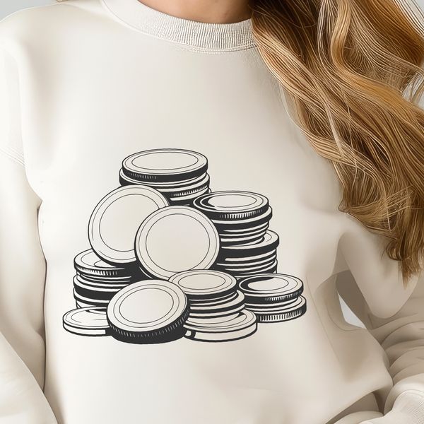 Customizable Coin Clip Art SVG A set of customizable coin-shaped clip art in vector format for use with cutting machines or digital design tools.