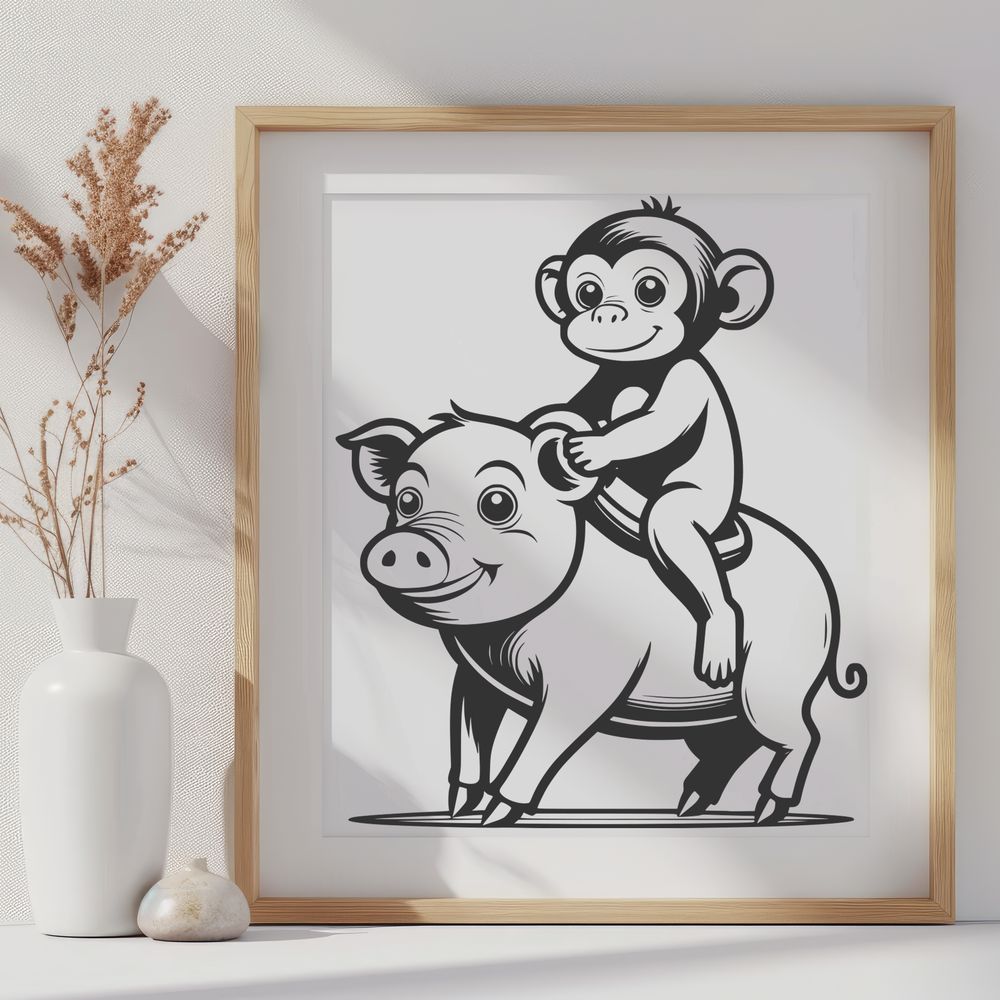 Colorful Vector Mammal Design A colorful illustration of a monkey-pig hybrid, created as a vector design.