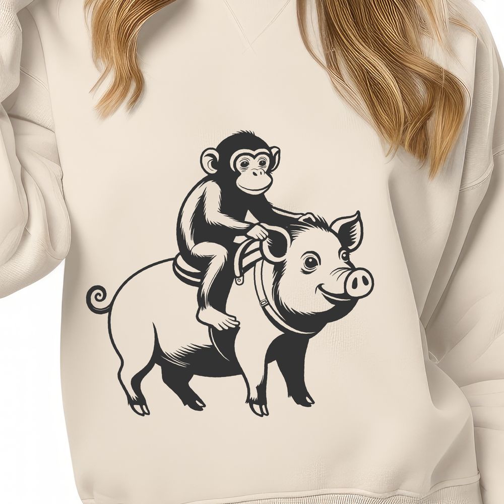 Monkey Pig Illustration in Colorful Pose A colorful illustration of a monkey-pig hybrid in various poses.