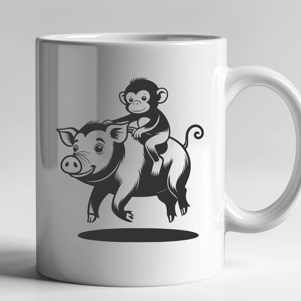 Monkey Pig Hybrid Animal Vector Illustration A monkey-pig hybrid animal in vector format, suitable for cutting machines or laser engraving.