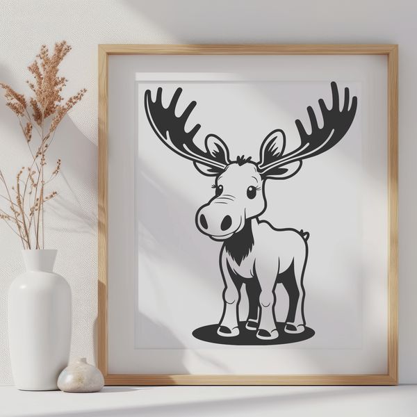 Wildlife Illustration - Moose in Vector Format A detailed illustration of a moose in a wild animal format, suitable for vector art and design.