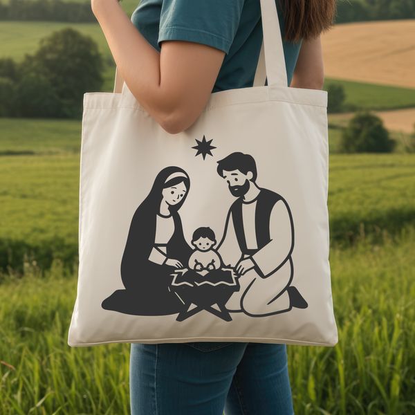 Decorative Christmas nativity icon with detailed figures.