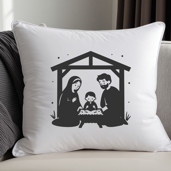 A traditional Nativity scene illustration in vector format, ideal for Christmas decorations and designs.