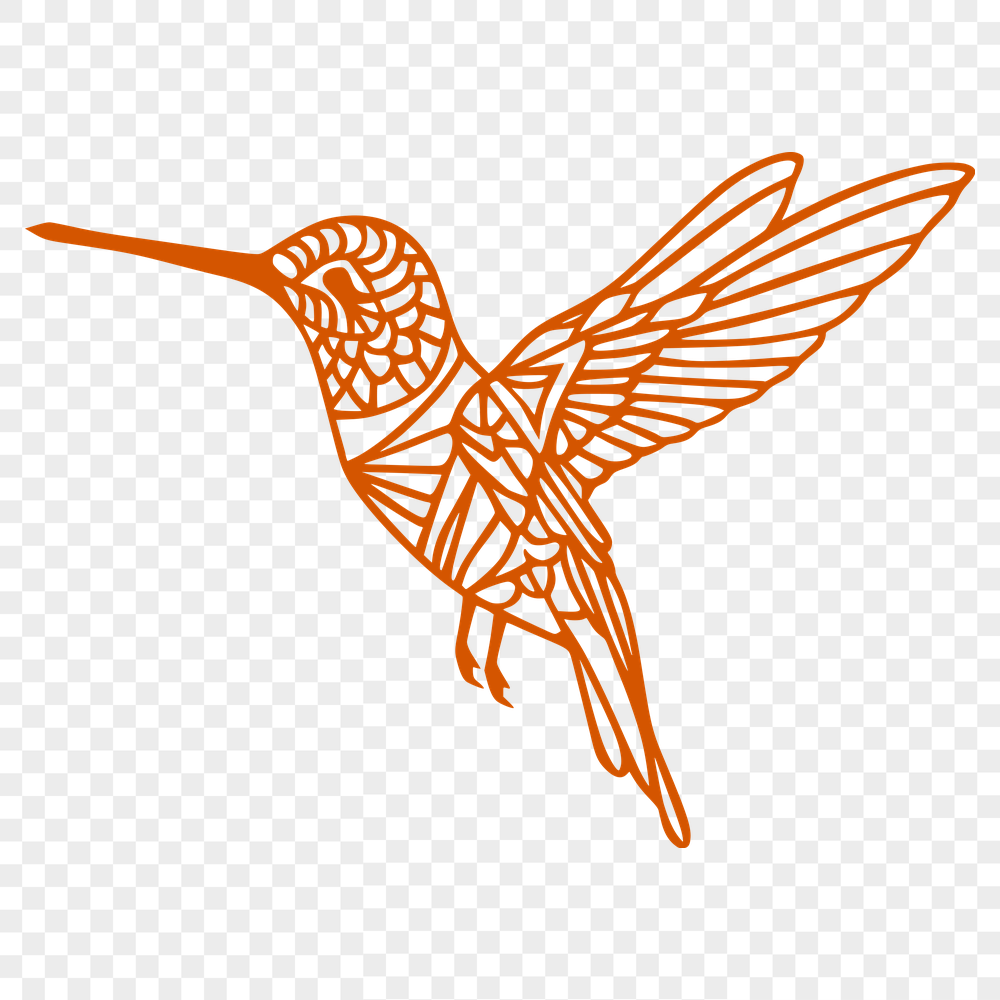 Ornate Hummingbird SVG, PNG, PDF And DXF Files