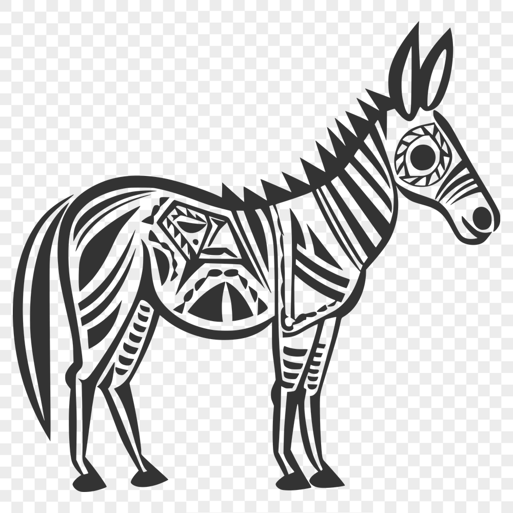 Ornate Standing Donkey Clipart