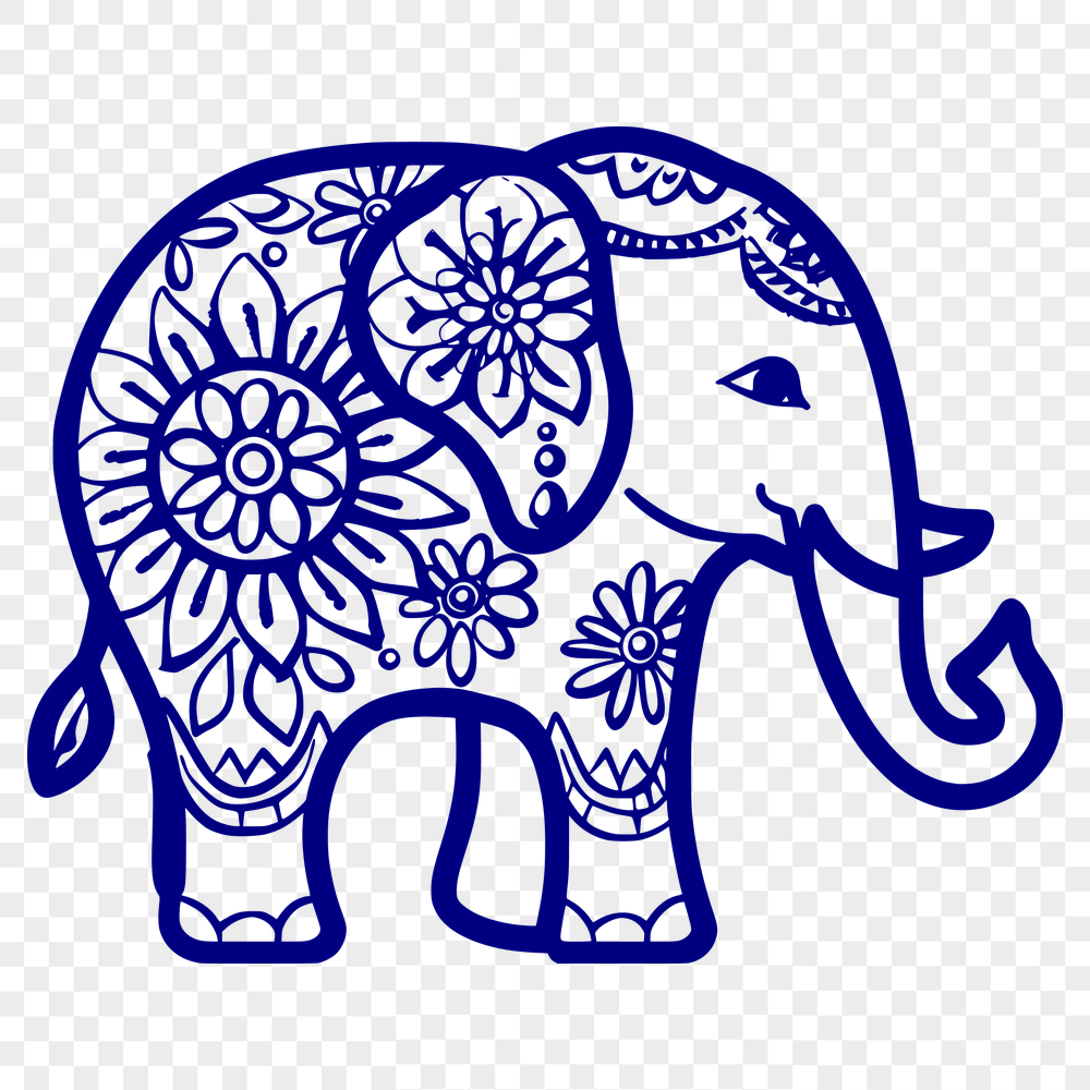 Ornate Standing Elephant SVG