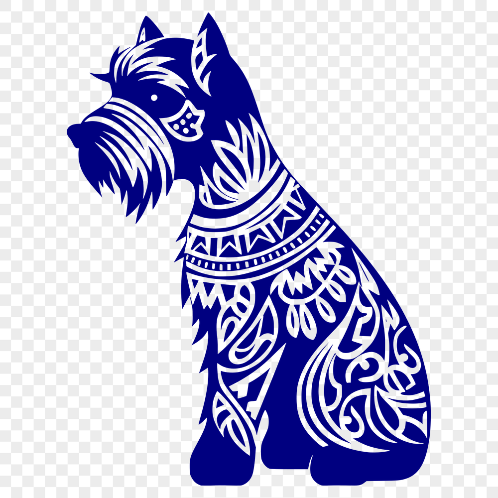 Creative Sitting Miniature Schnauzer Vector Drawing