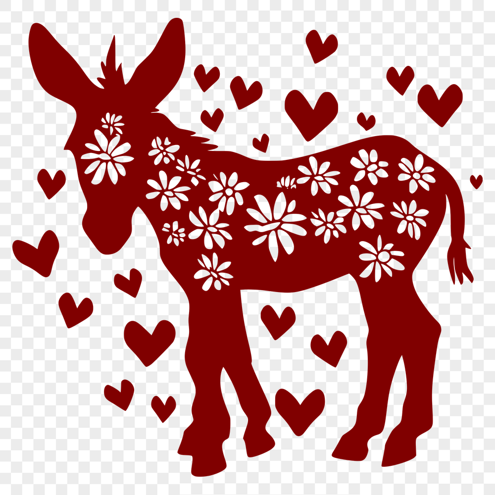 Floral Standing Donkey Decal