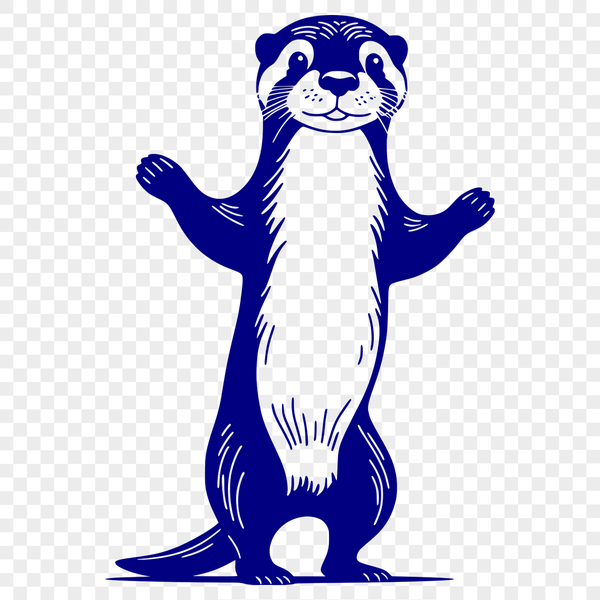 Close-up illustration of a playful otter in a naturalistic setting.