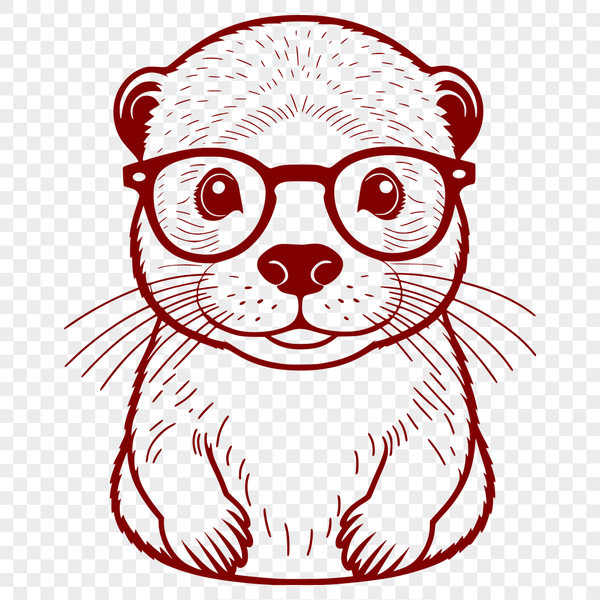 Illustrated otter design featuring a sleek aquatic mammal with a playful expression.