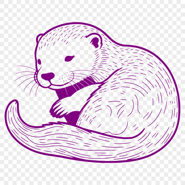 A digital illustration of a swimming otter with a sleek coat.