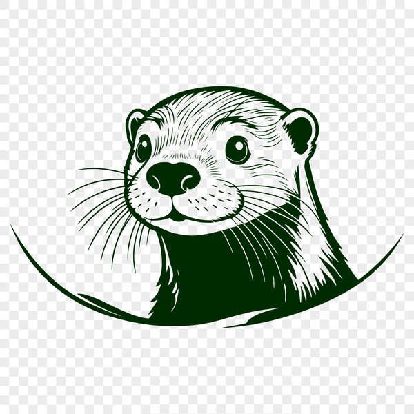 A digital illustration of a peeking otter in vector format.