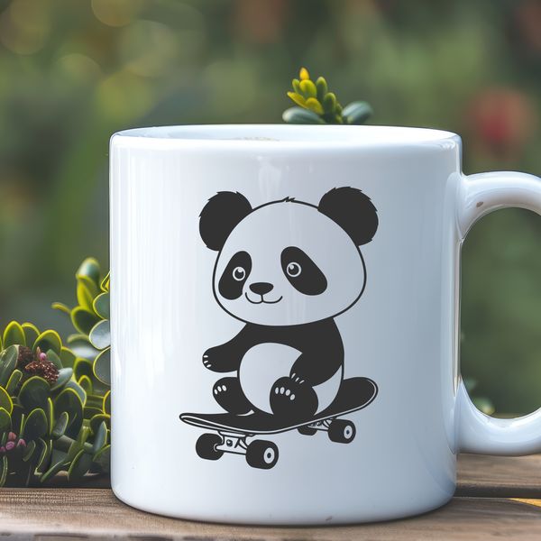 Panda on Wheels Stylized Illustration A stylized illustration of a panda in motion on a skateboard.