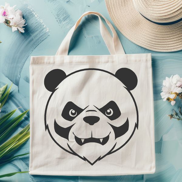 Panda Clipart Vector Graphic A black and white illustration of a wild animal, specifically a panda, created as a vector design.