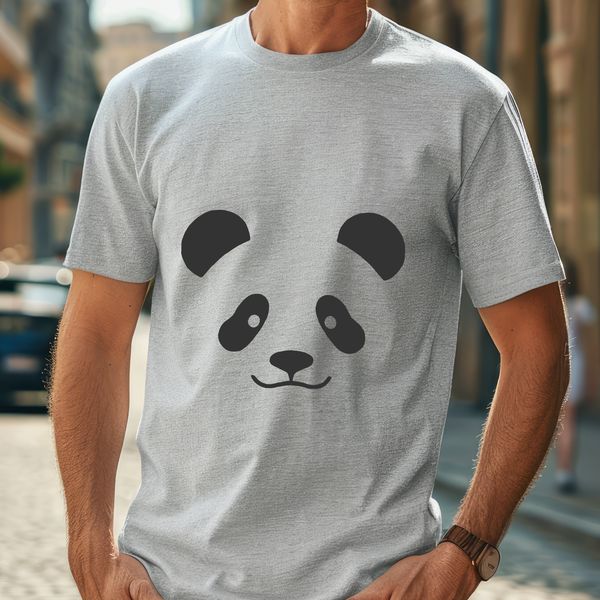 Vector Panda Clip Art in a Natural Setting A black and white illustration of a panda in a natural environment.