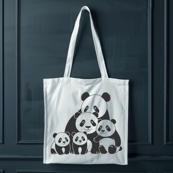 Wildlife Vector Art - Panda Design A black and white illustration of a panda bear in a natural habitat.