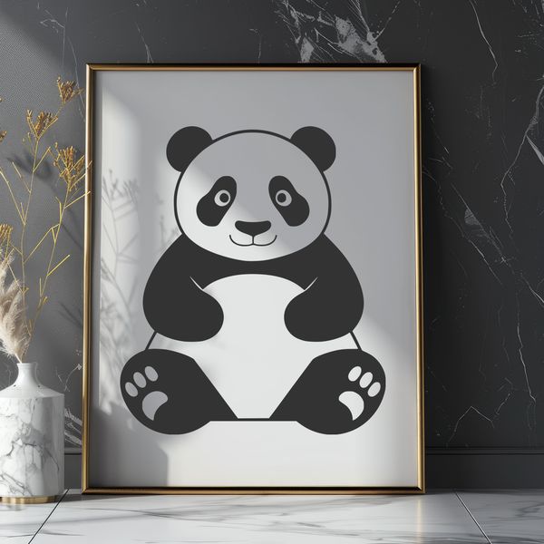 Simple Panda Graphic Design A vector graphic representation of a single panda bear in a simple style.