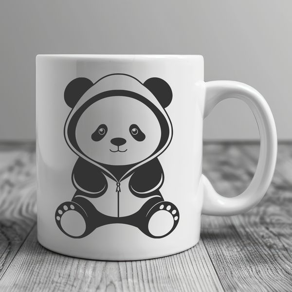 Panda Wearing Hooded Sweater Vector Art A digital illustration of a panda wearing a hooded sweater, suitable for vector design projects.