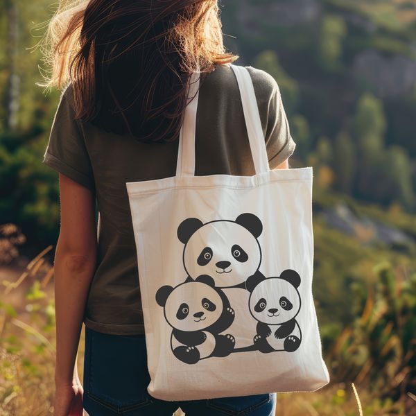 Cute Panda in the Wild A large, furry panda bear in a natural habitat setting.
