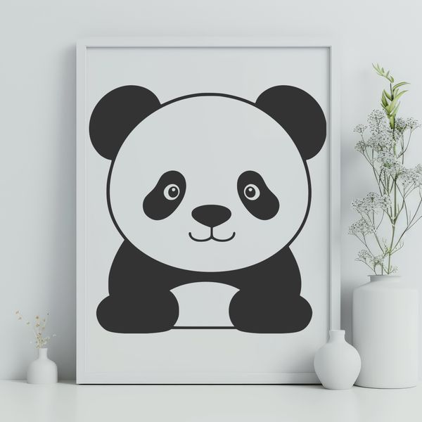 Wild China Mammal Illustration A black and white illustration of a wild animal native to China.