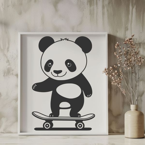 Panda in a Natural Habitat Illustration A simple illustration of a giant panda bear in a natural habitat setting.