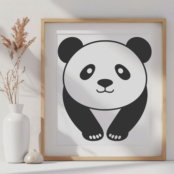 Cute Giant Panda in the Wild A high-quality digital illustration of a giant panda in its natural habitat.