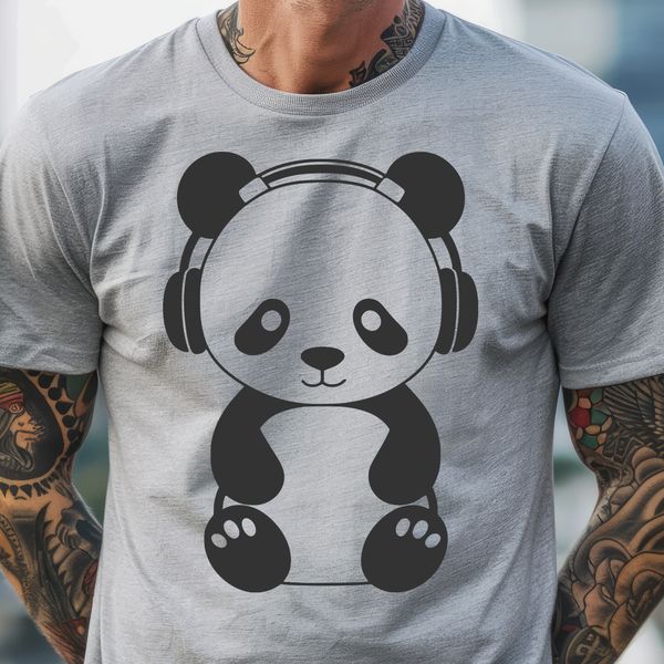 Cute Panda with Headphones Illustration A panda wearing headphones in a simple, illustrative style.