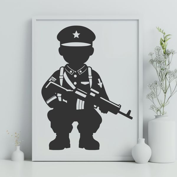 Free Vector Military Icon A digital illustration of a man in military attire, suitable for vector graphics.