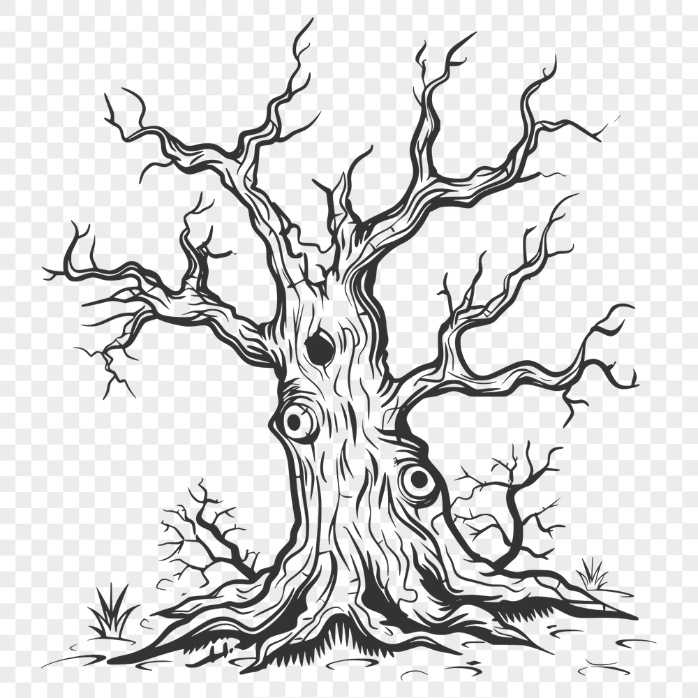 Spooky Tree SVG, PNG, PDF And DXF Files