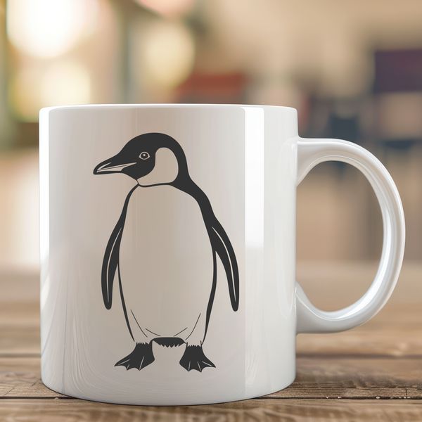 Beautiful Black and White Clip Art A black and white graphic of a penguin standing on the ice.