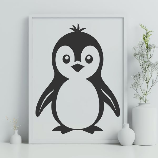 Free Bird Silhouette Design A vector graphic design of a single penguin bird, suitable for various uses.