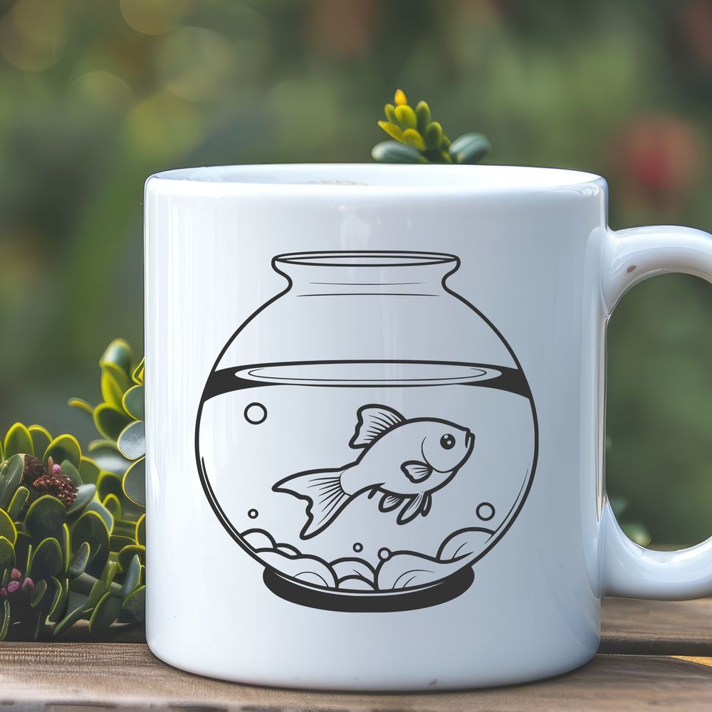 Cartoon Goldfish SVG Design A vector graphic design featuring a cartoon goldfish swimming in water.