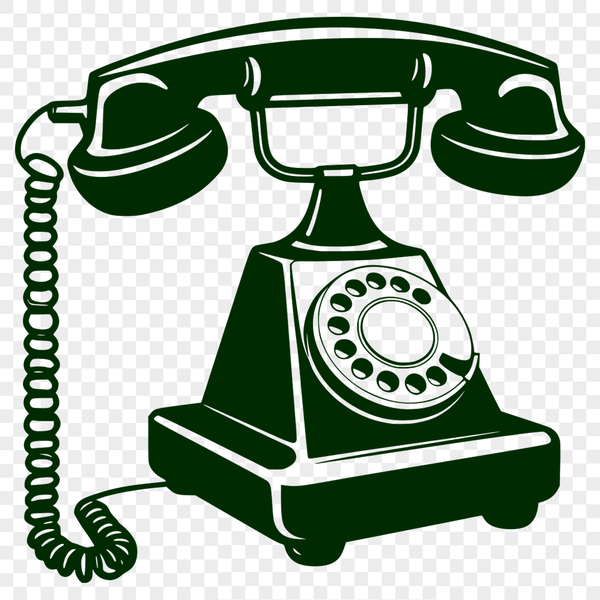 A digital illustration of a telephone device with clean lines and minimal details.