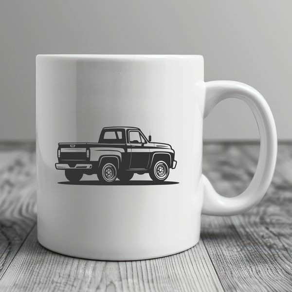 Rugged Pickup Truck Vector Illustration A high-quality vector illustration of a pickup truck with detailed features and lines, suitable for various applications.