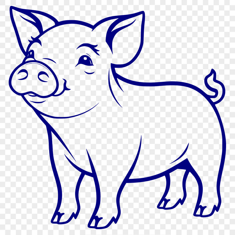 Unique Standing Pig Clipart