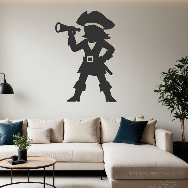 A digital illustration of a pirate, suitable for commercial and personal use as a cut file or stencil.