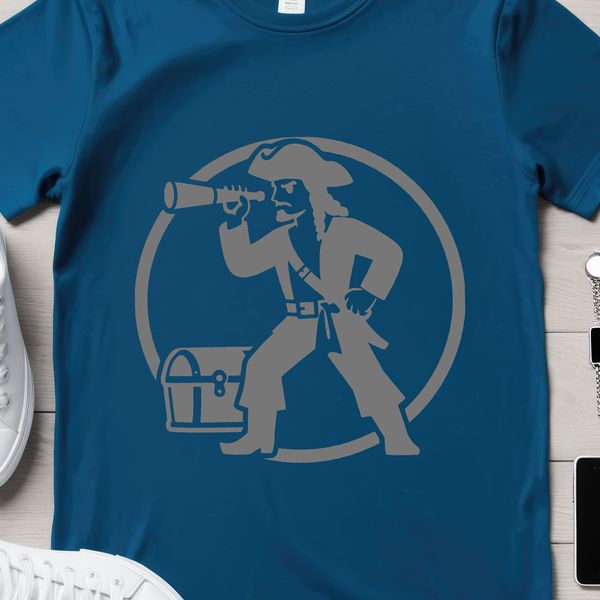 Pirate illustration in vector format, suitable for commercial and personal use, compatible with cutting machines like Cricut.