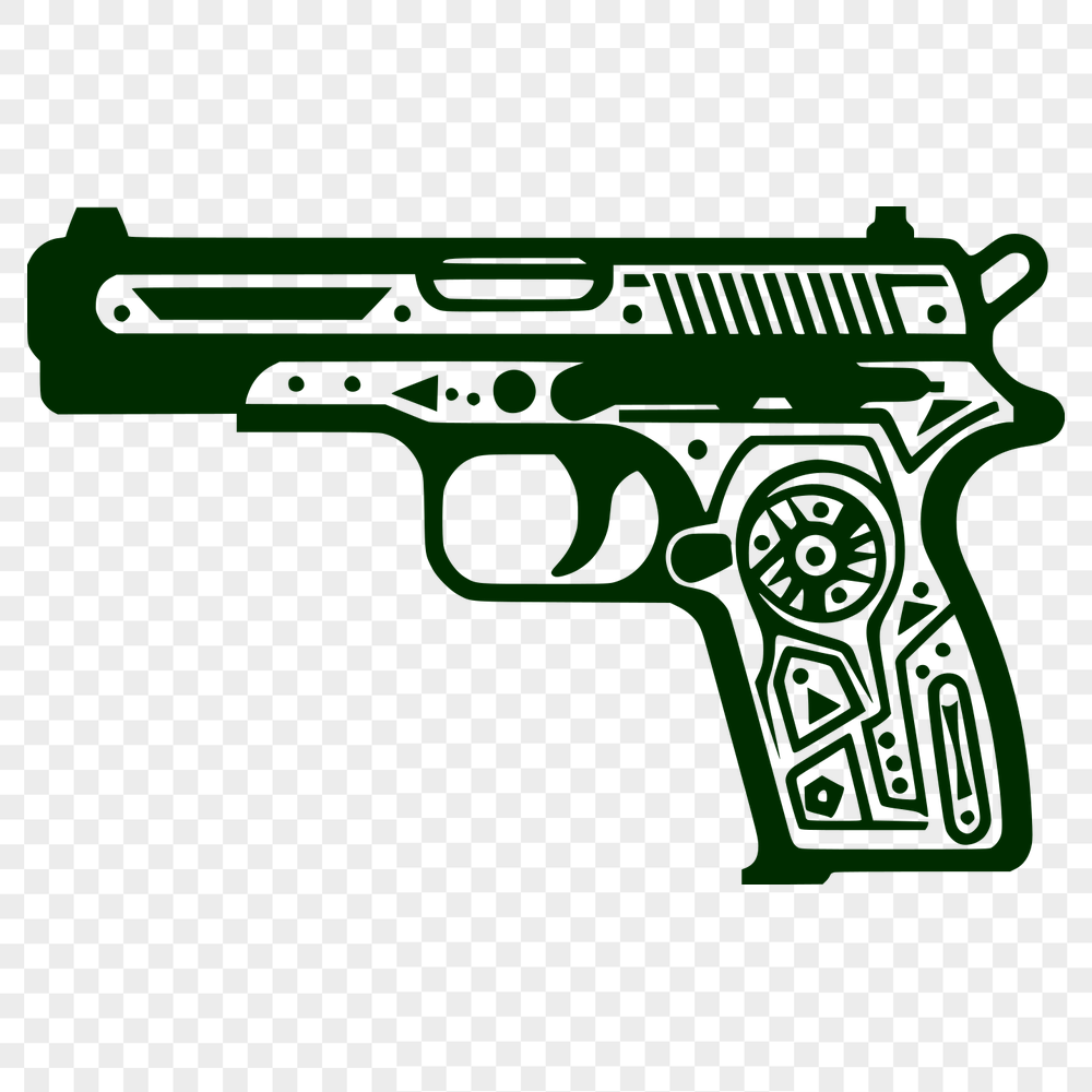 Gun Drawing In SVG, PNG, PDF And DXF File Formats